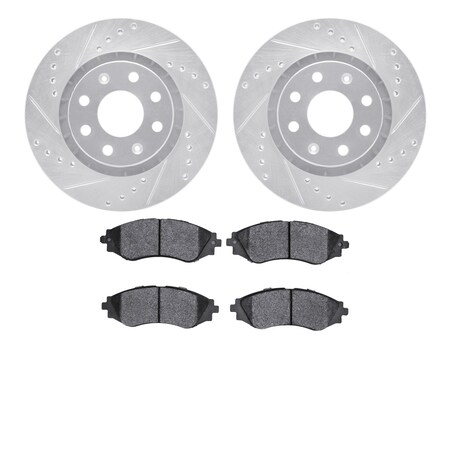Dynamic Friction Co 7502-47001, Rotors-Drilled and Slotted-Silver with 5000 Advanced Brake Pads, Zinc Coated 7502-47001